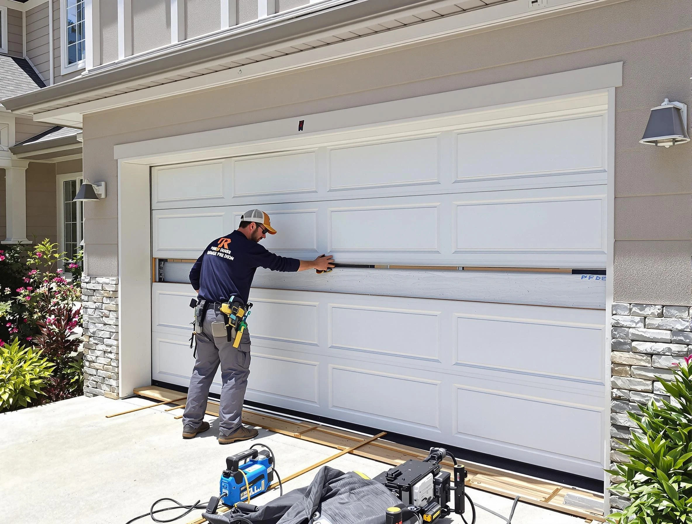 Cranberry Garage Door Repair team performing complete garage door replacement at Cranberry residence