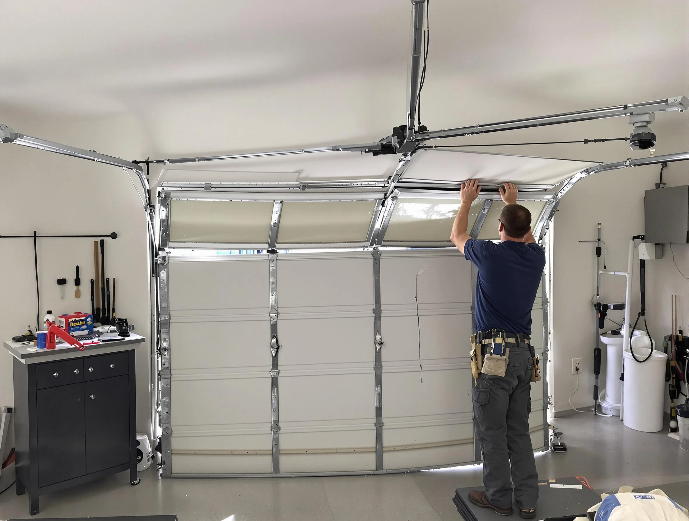 Cranberry Garage Door Repair specialist performing precise section replacement on Cranberry garage door